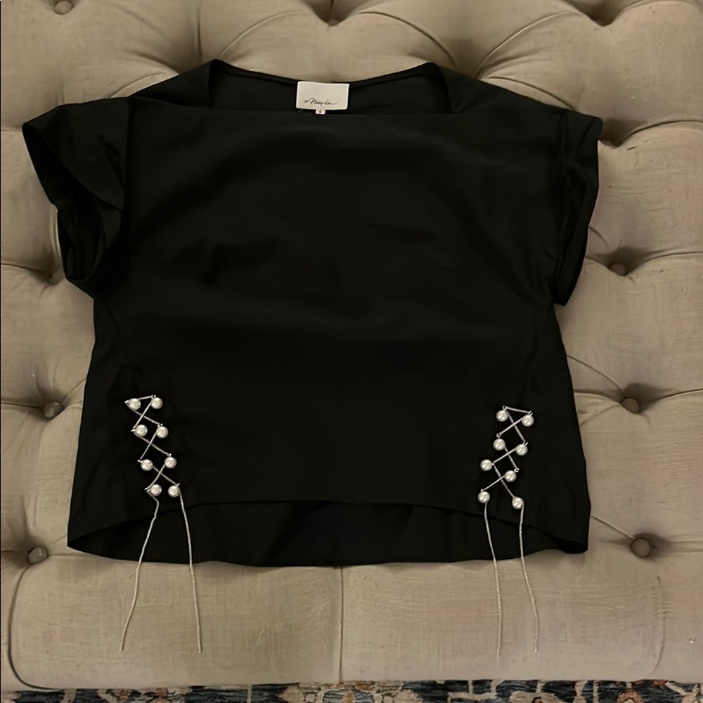 3.1 Phillip Lim size 6 black top with pearl detail
